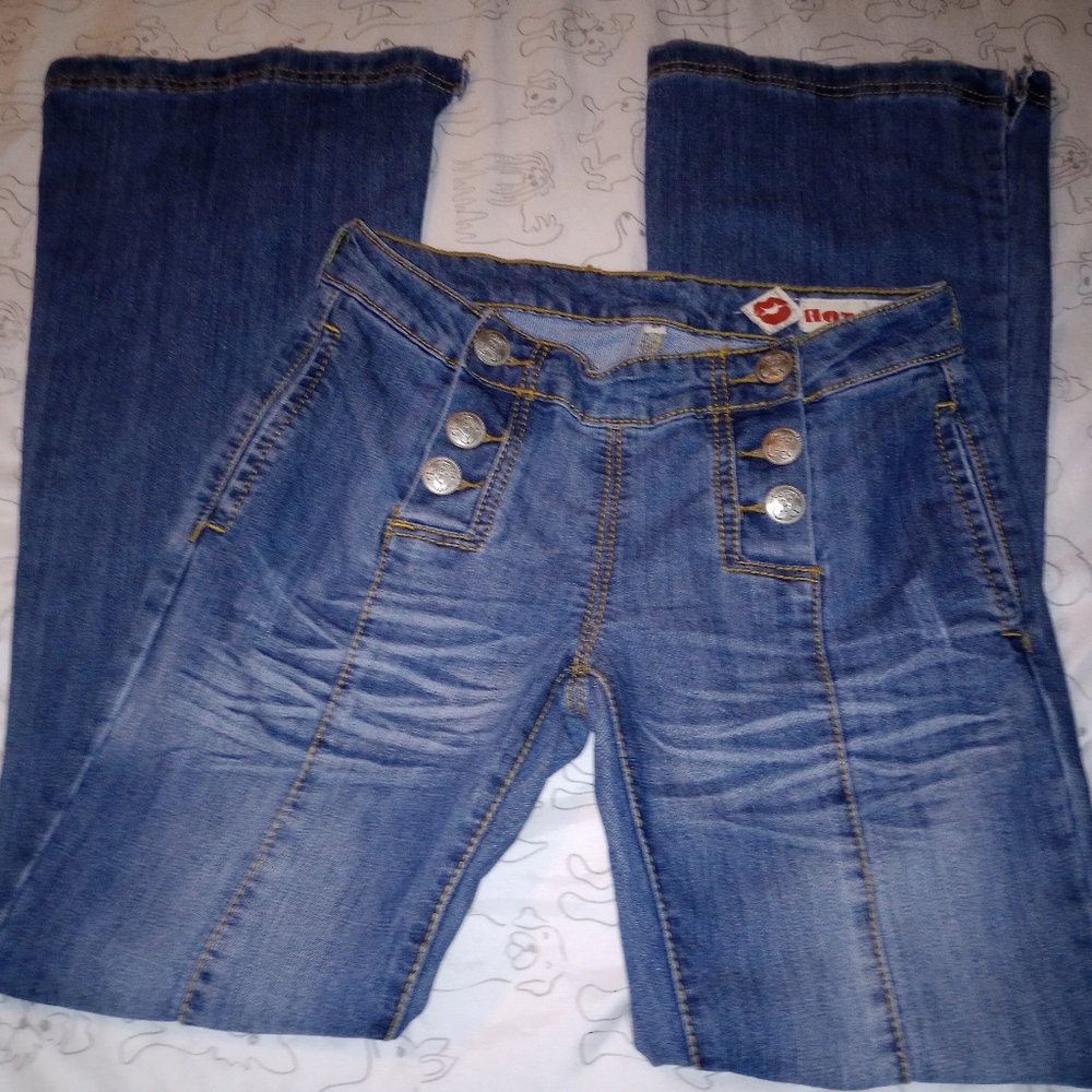 Y2K Vintage Hot Kiss sailor jeans stretch flare jeans retro 9 bell 90s - Picture 2 of 5